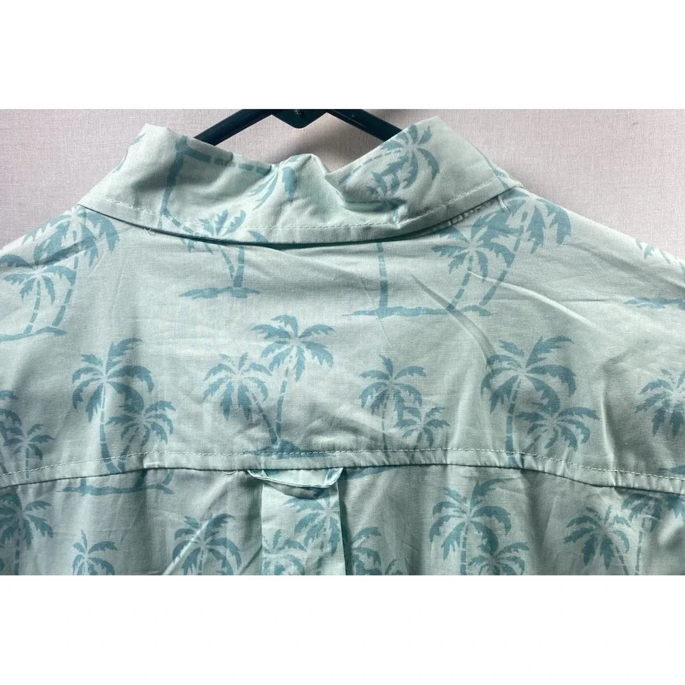 Chaps Ralph Lauren Hawaiian Print Button Down Shirt Sleeve Shirt Sz L Palm Trees